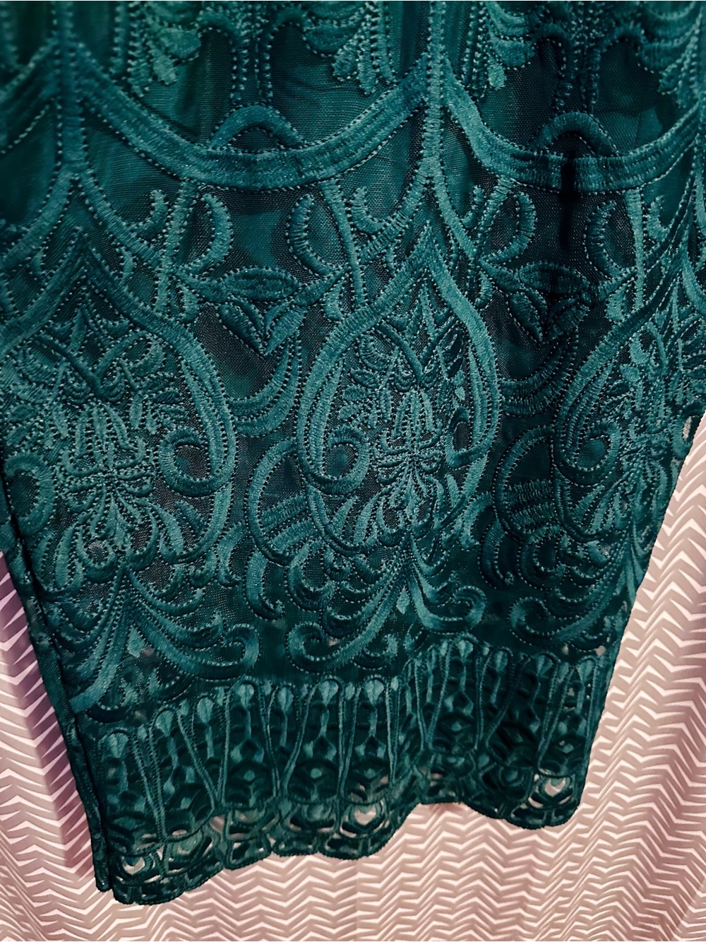 Bardot | Gia Forest Green Lace Bodycon Midi Dress, 8/M - Picture 5 of 9